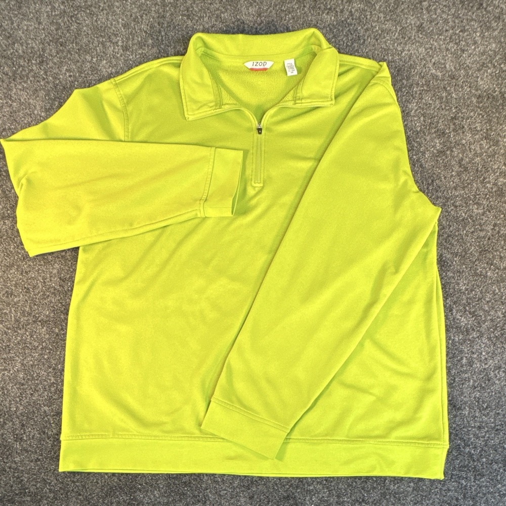 Izod Men's Long Sleeve Golf Shirt Green, XL, 1/4 Zip, Great condition (1302)